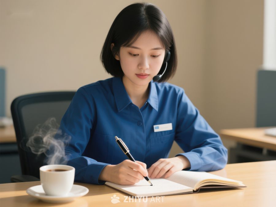 职场女性专注工作记录笔记 447