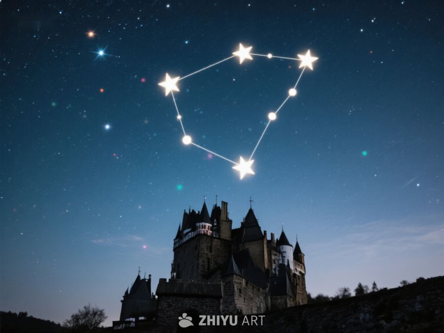 夜空下的星座与古堡 383