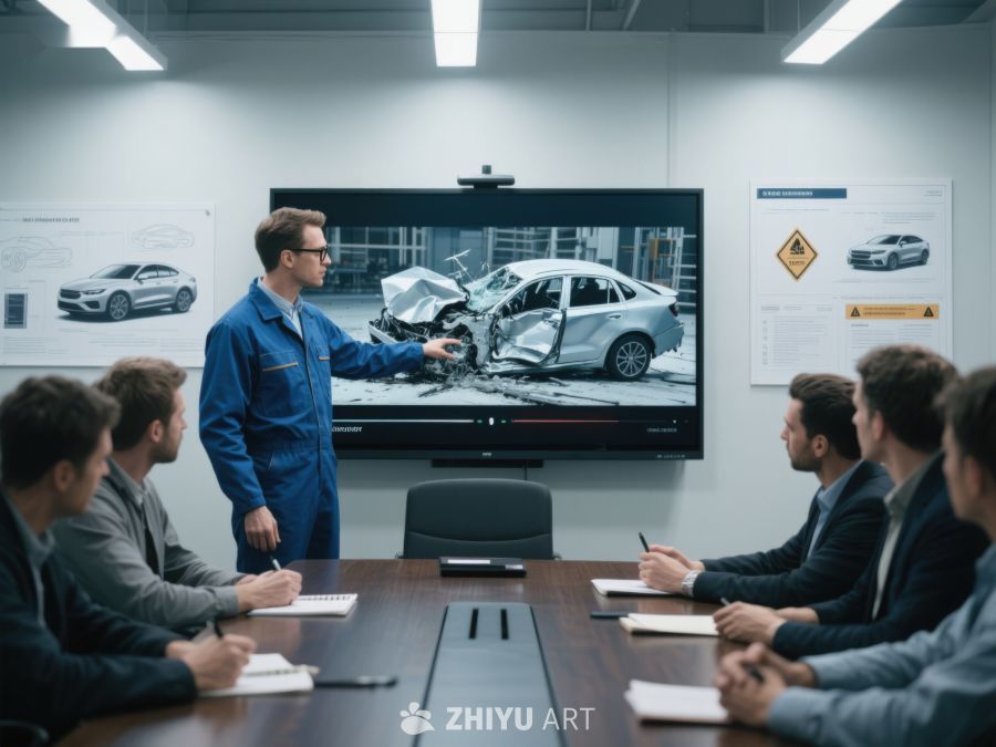 团队会议分析汽车碰撞测试数据 437