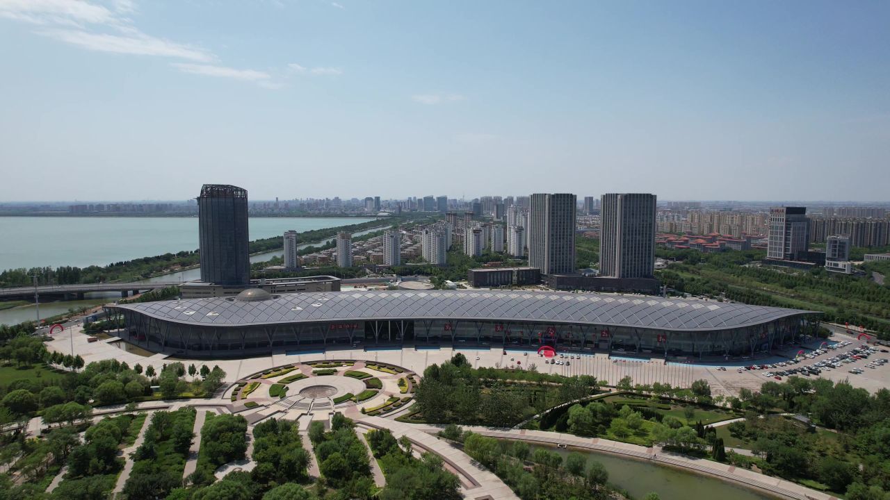 山东东营城市风光航拍 