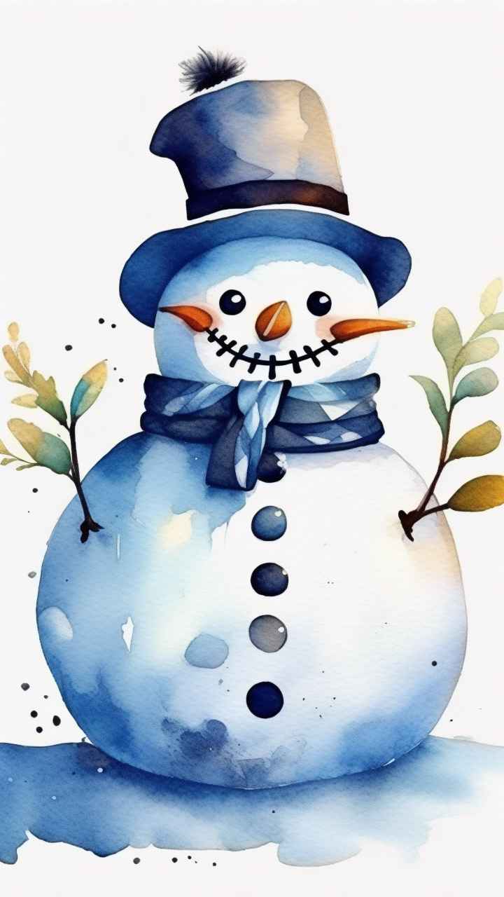 冬季插画雪人堆 83