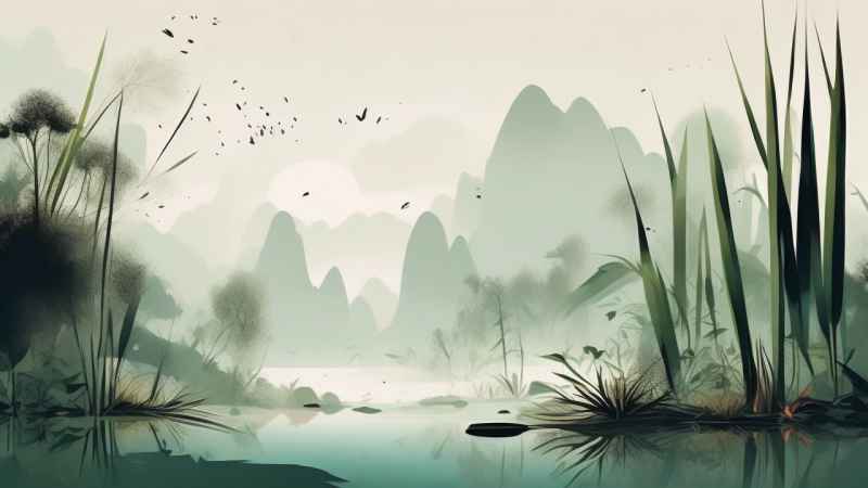 绿竹水墨插画背景图 16