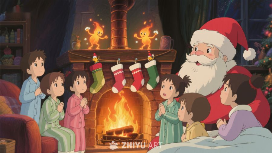 圣诞老人与孩子们围炉夜话 176