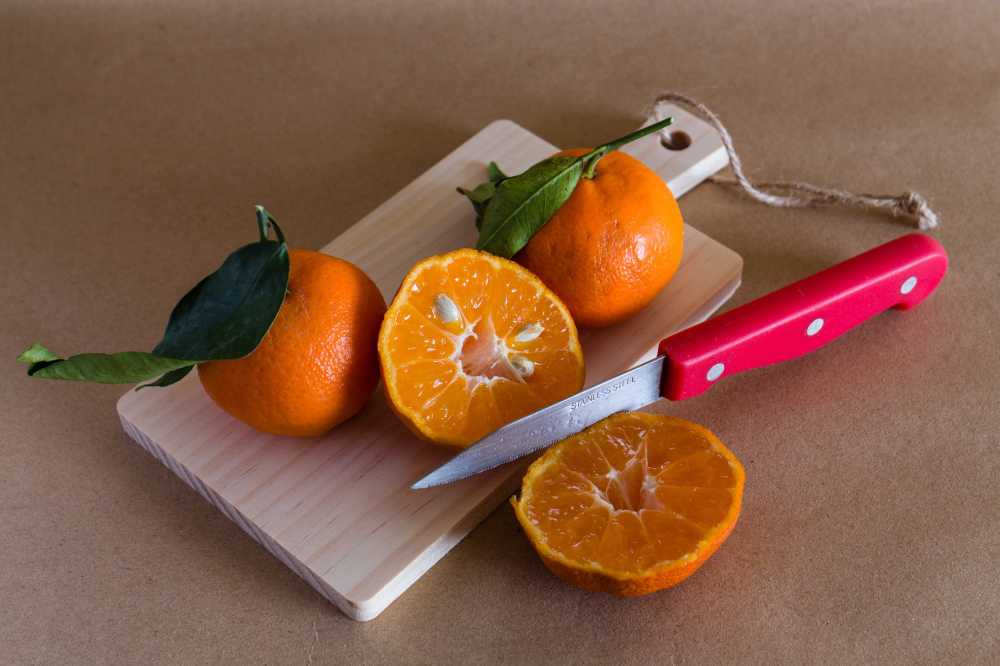 橘红色刀水果切菜板