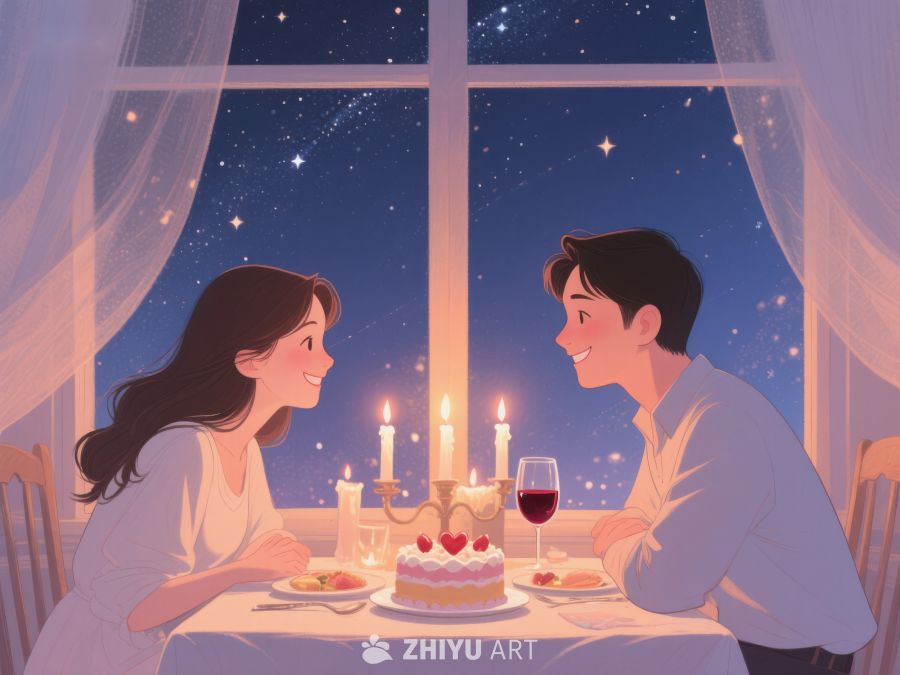 浪漫烛光晚餐，星空下的温馨时刻 455