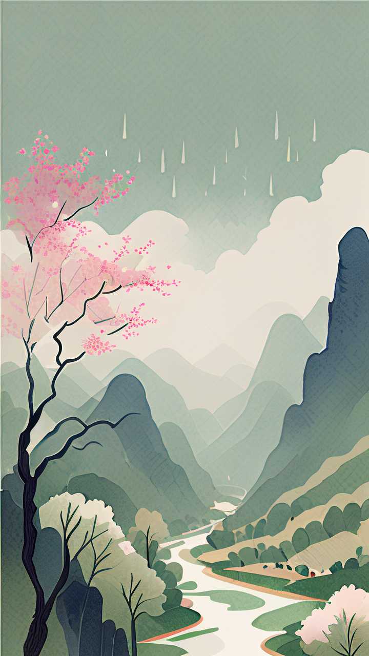 春季谷雨插画