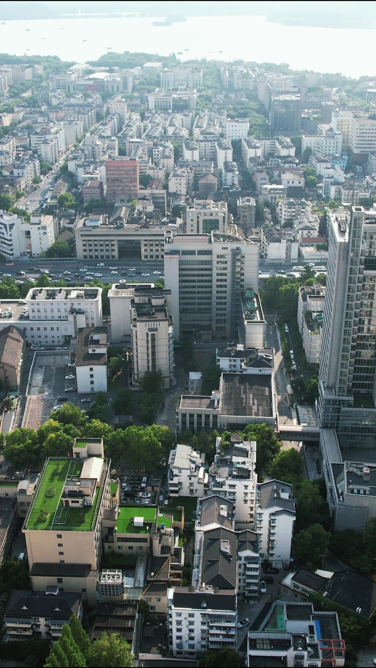 杭州城市建设风光竖屏航拍  