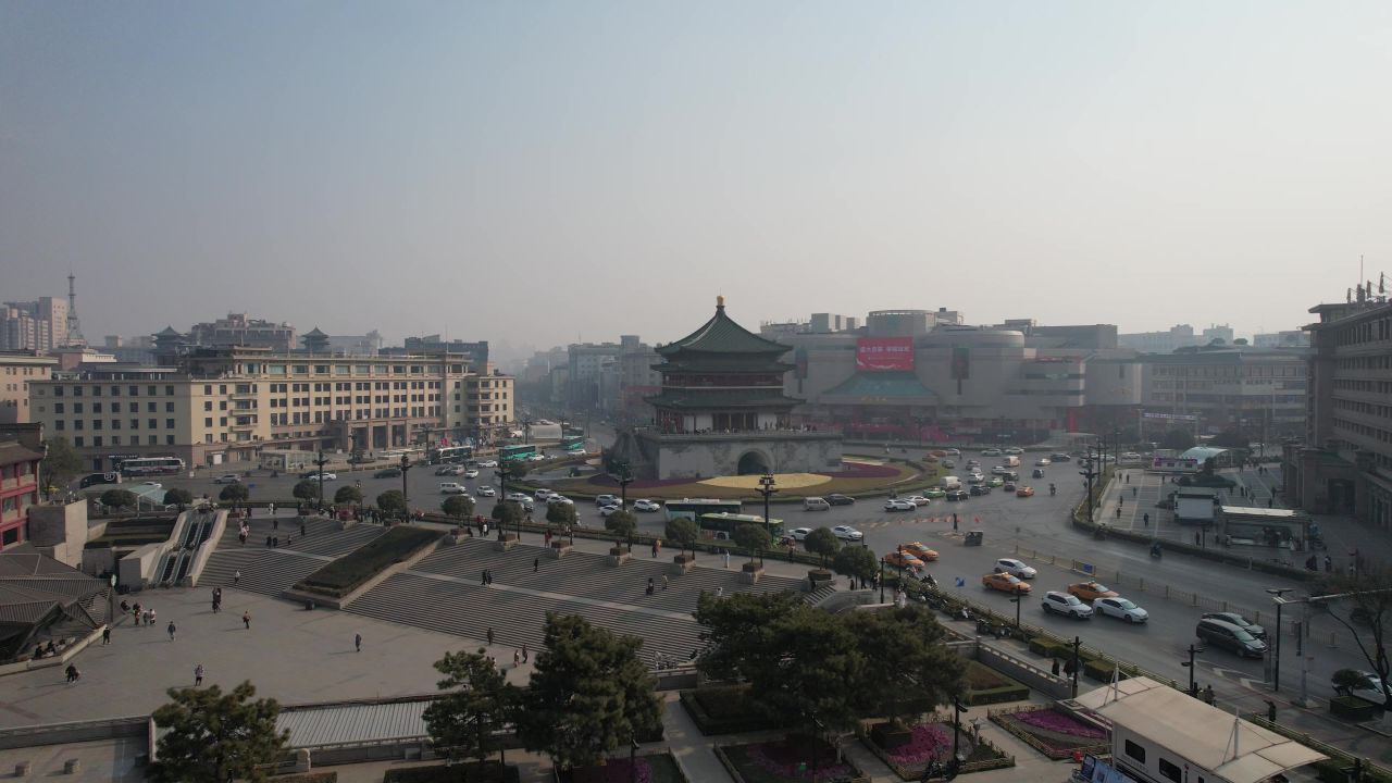  西安钟楼著名旅游景点地标建筑