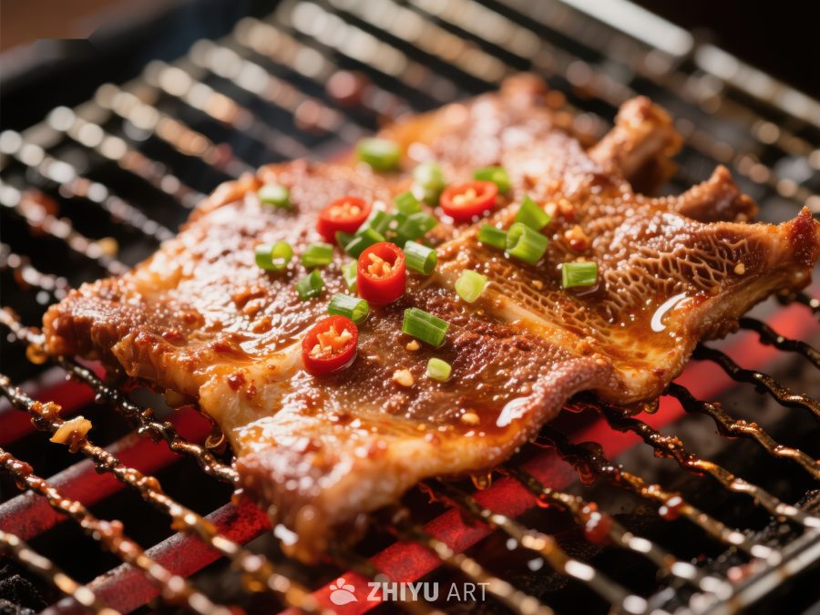 烤肉上的美味牛排