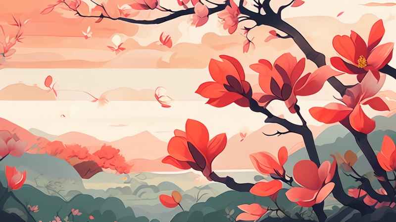 木棉花扁平插画 10