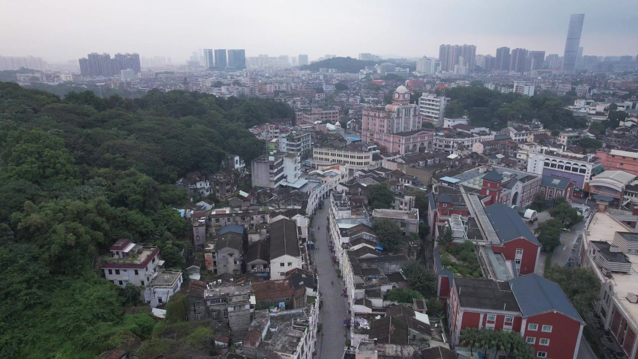 广东中山孙文西路文化旅游步行街航拍