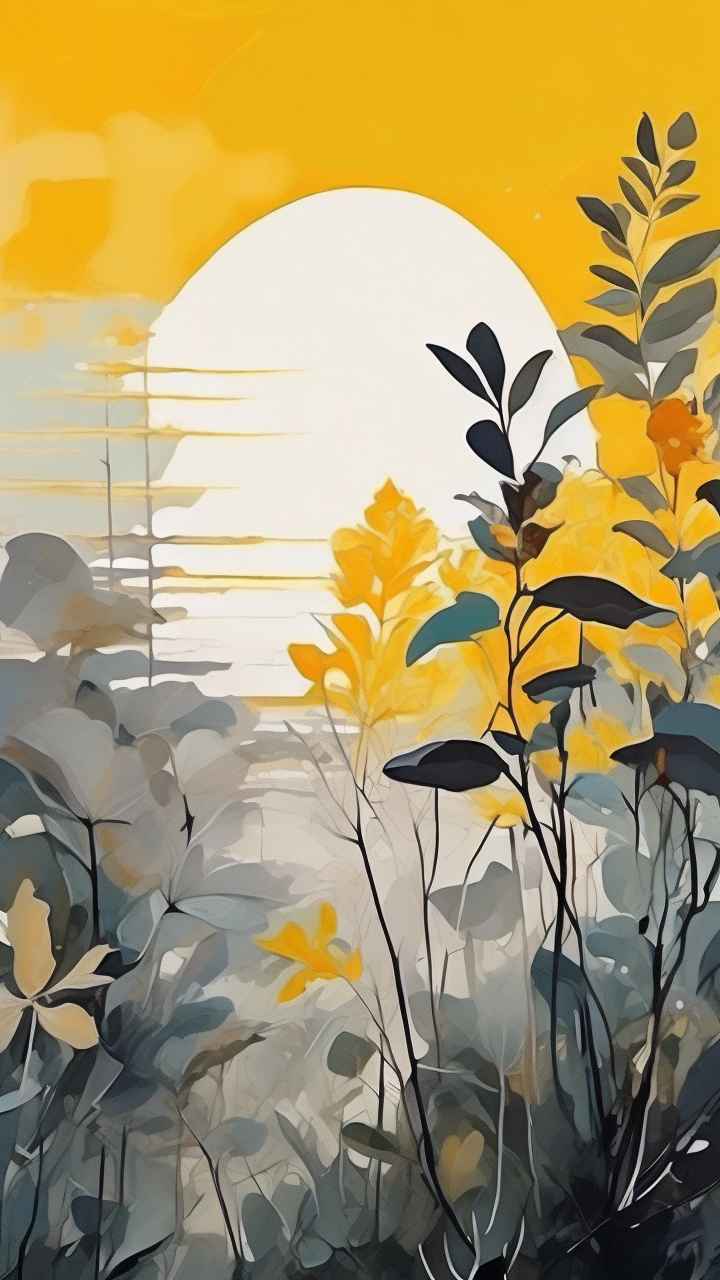 植物抽象黄色静态插画 10