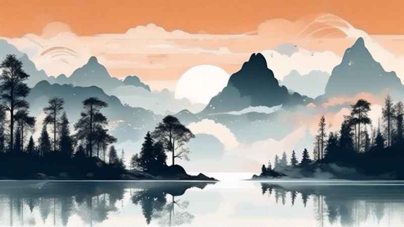 国潮山水插画风景图 50