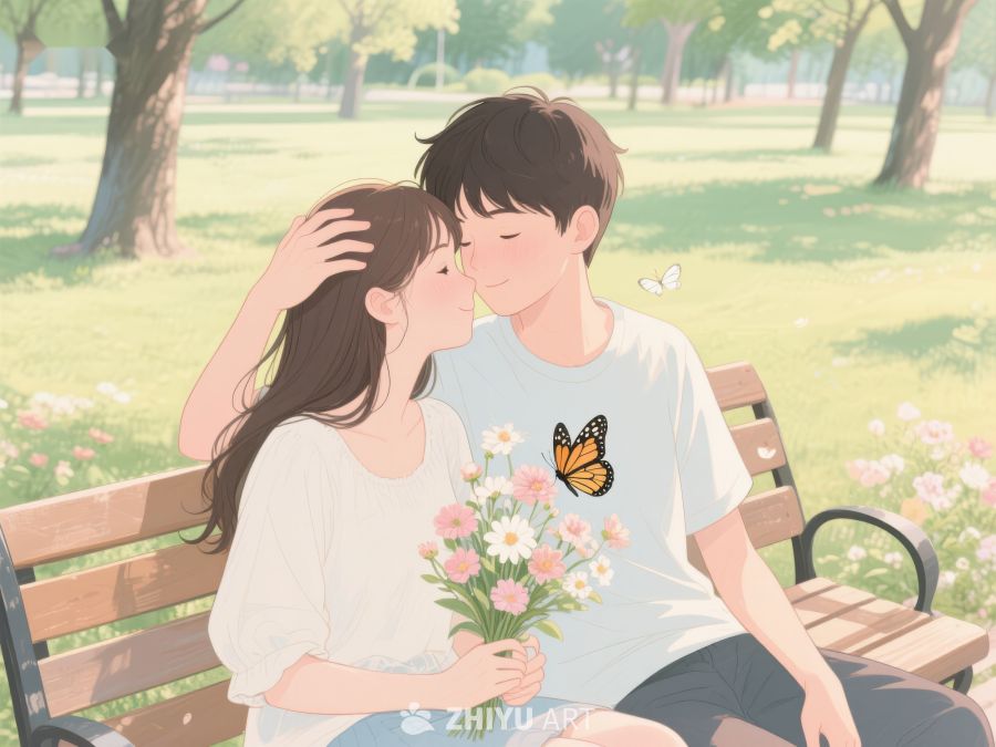 公园长椅上的甜蜜瞬间 205