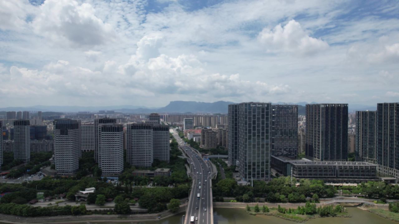 福建福州台江万达广场金融街商务建筑航拍 