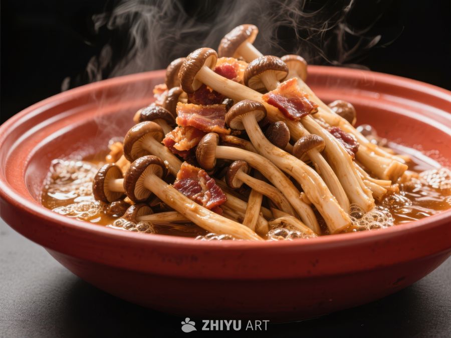 热腾腾的蘑菇炖肉 827