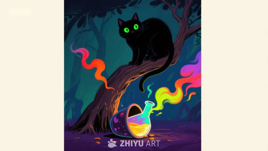 神秘黑猫与魔法瓶