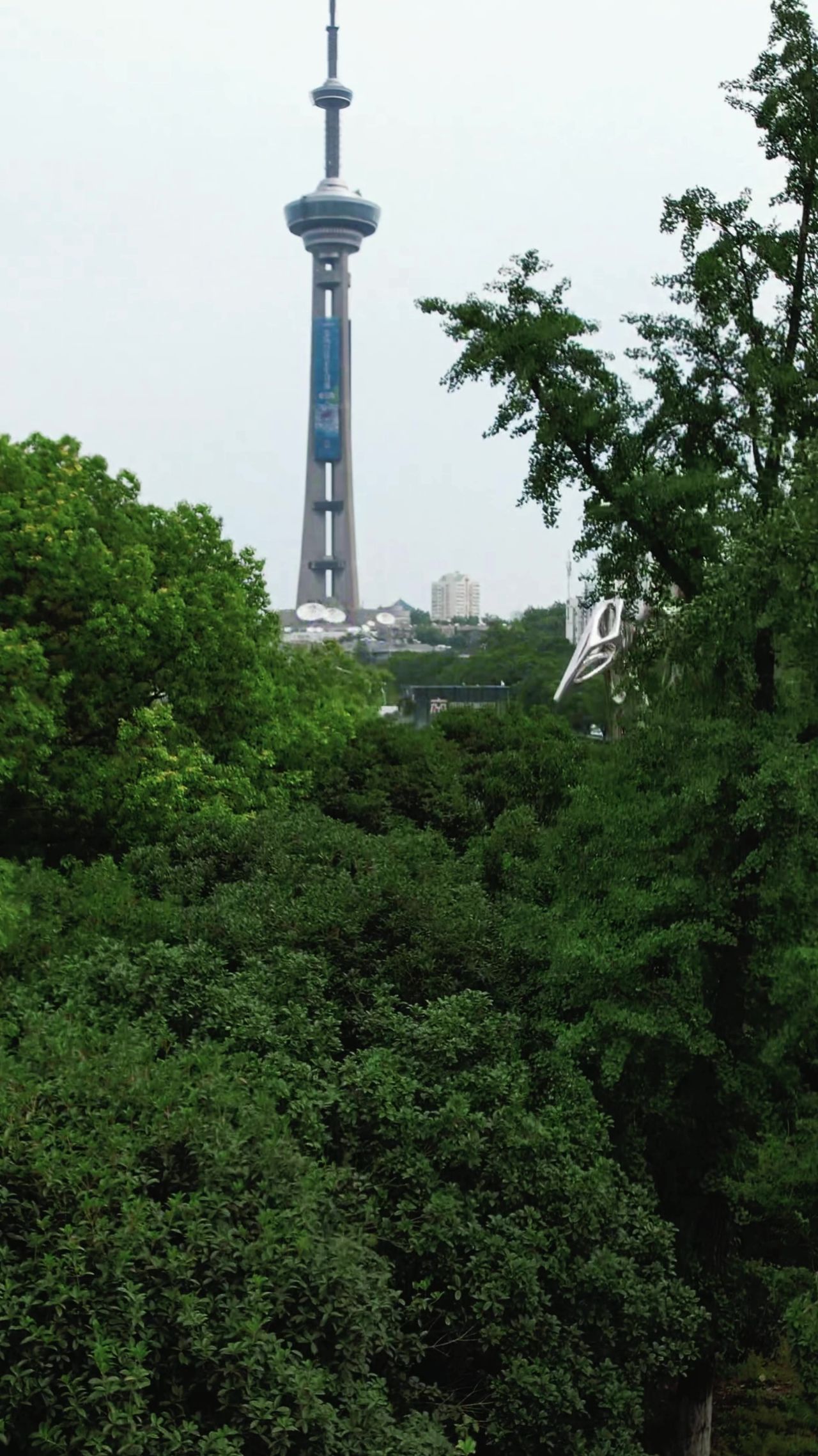 江苏南京电视塔竖屏航拍  