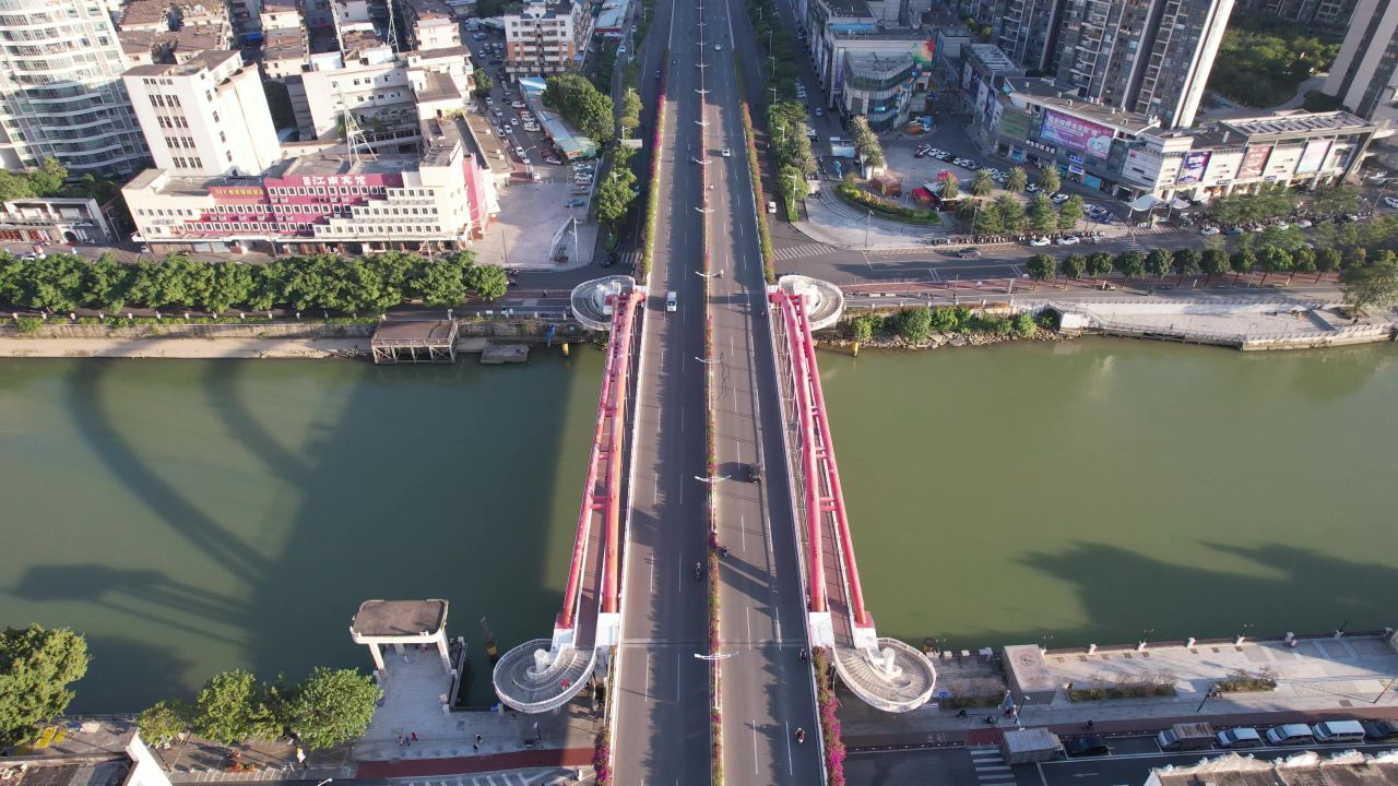 广东江门城市风光航拍 