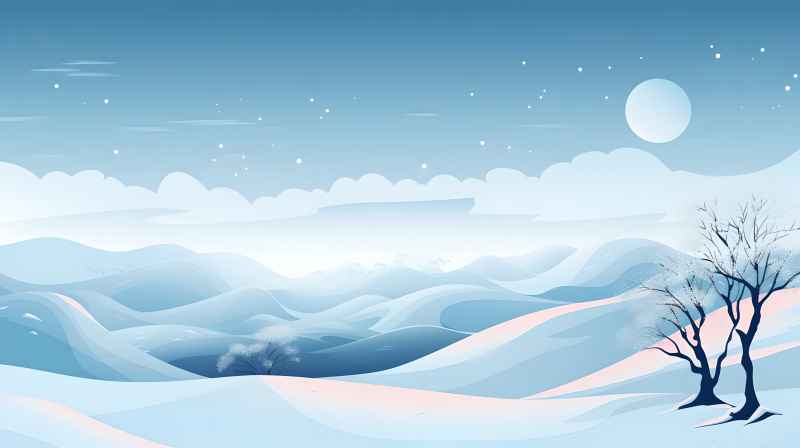 冬季唯美雪景创业插画 86