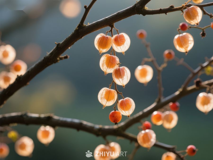 枝头挂满透亮果实的自然景象 778