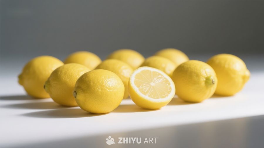 新鲜柠檬静物展示