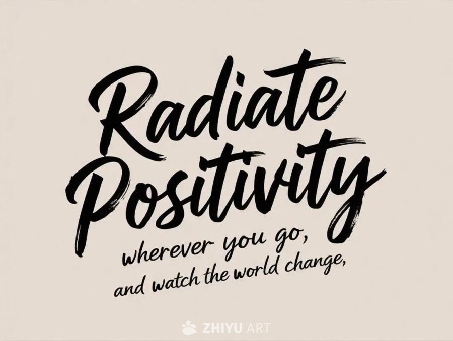 黑色的笔刷字体“Radiate Positivit