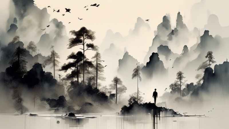 古风山水画唯美背景图 29