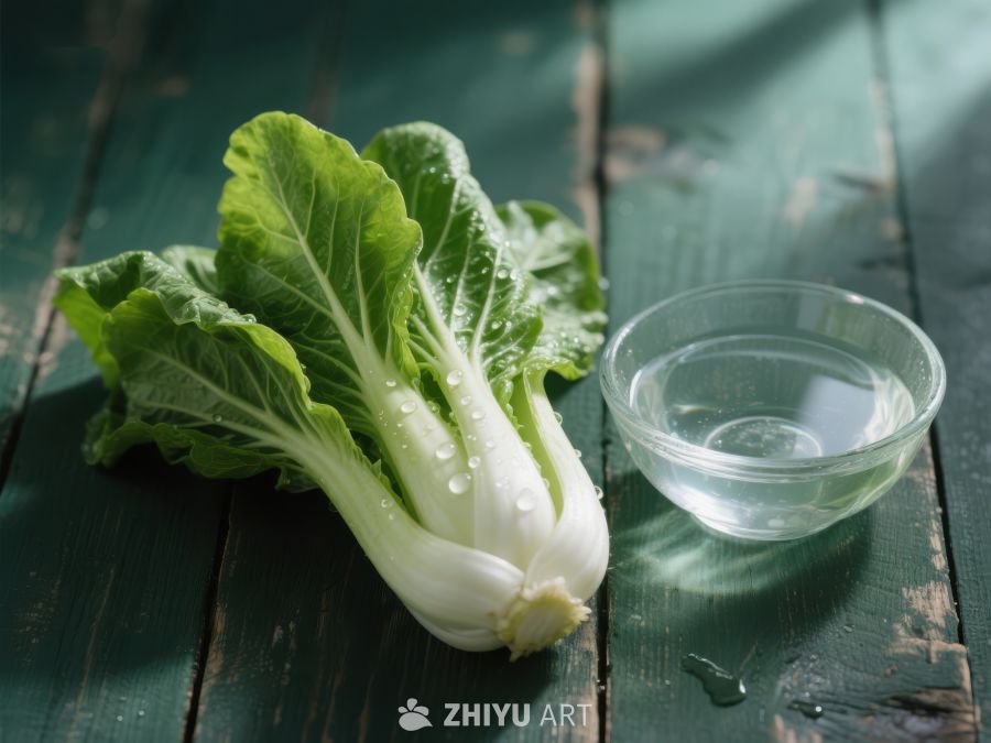 新鲜小白菜与清水碗 345