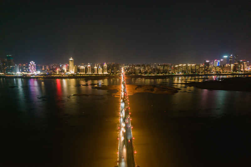 航拍 江西 南昌大桥 夜景