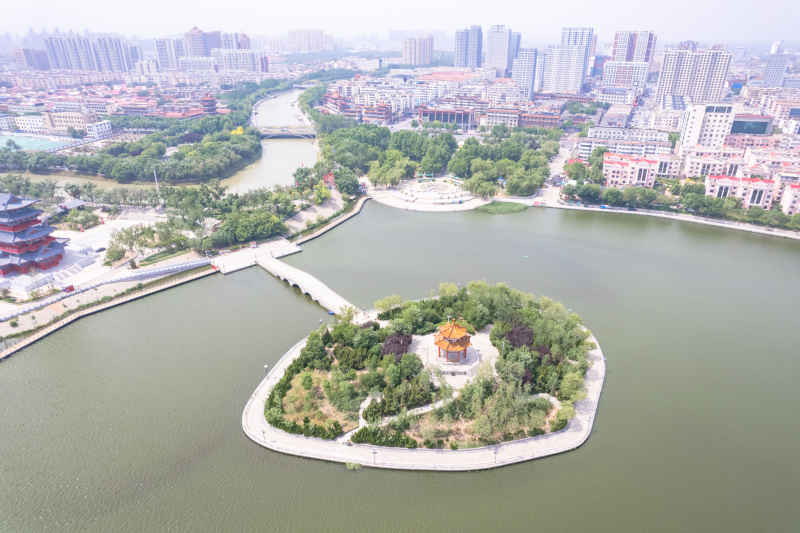 河北沧州城市风光地标建筑航拍图 