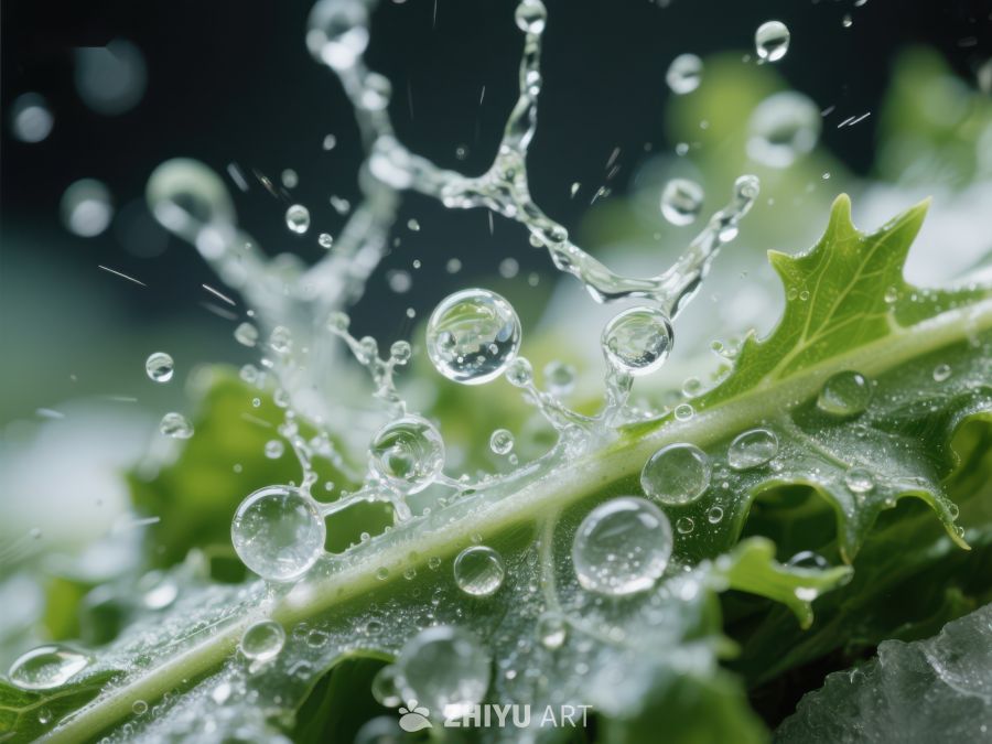 水珠飞溅在绿叶上的瞬间 1399