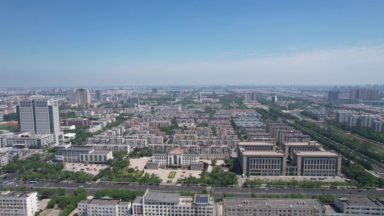 山东东营城市建设地标建筑航拍 