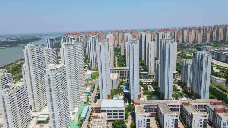 航拍湖北襄阳襄州区城市风光