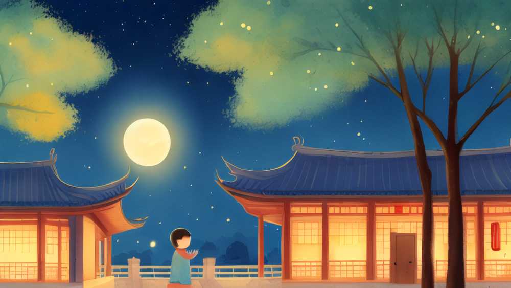 唯美小暑夜晚原创插画海报素材