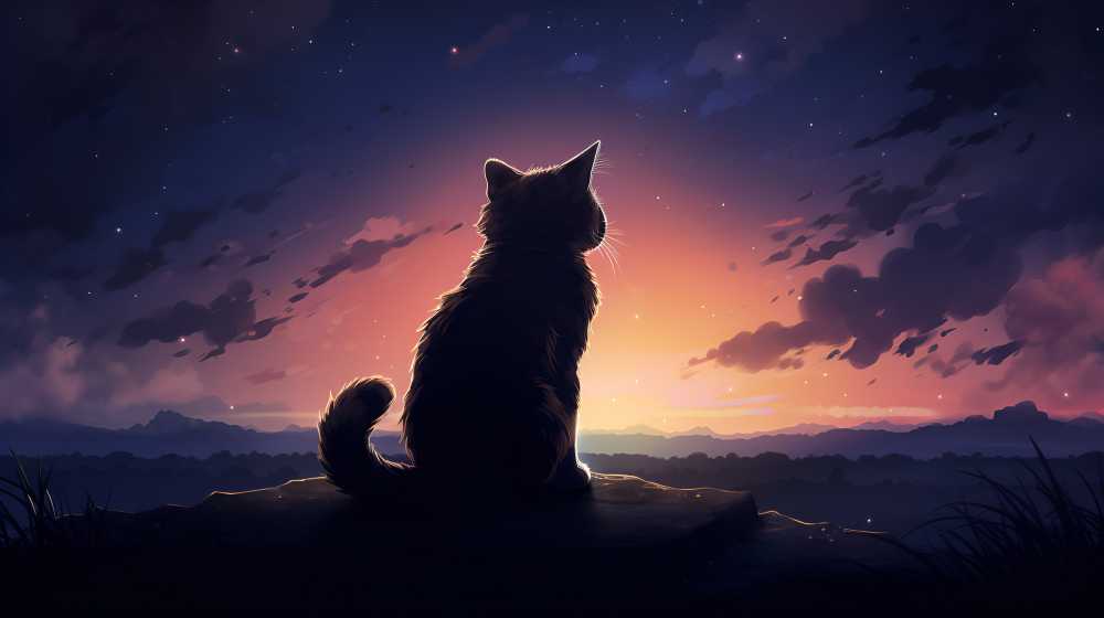 夜色下猫猫插画
