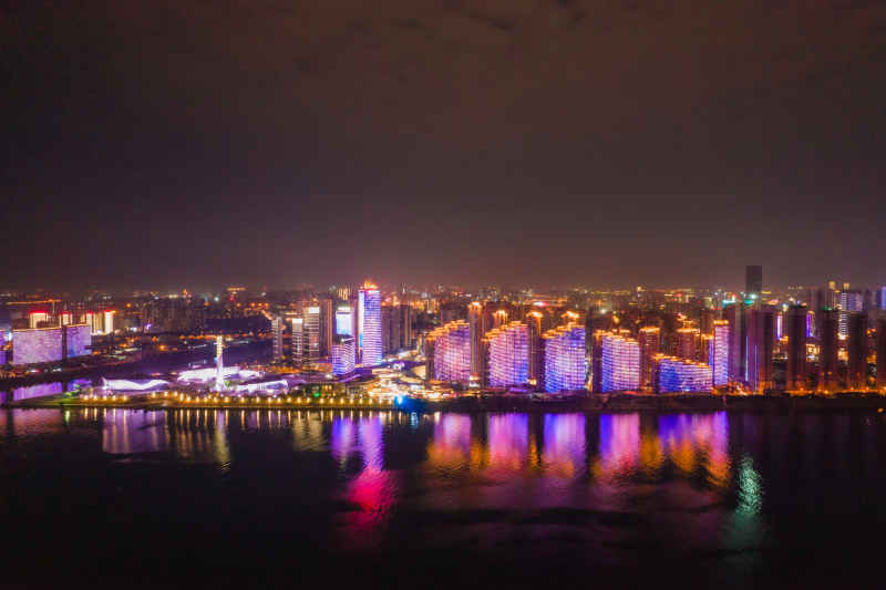 航拍 湖南 长沙 城市 夜景 长沙建设