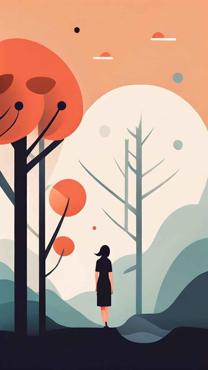 极简主义元素花朵和树枝插画