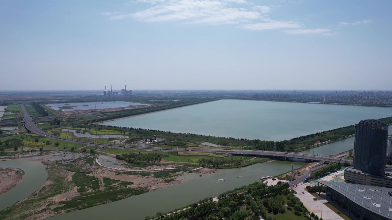 山东东营城市建设地标建筑航拍 