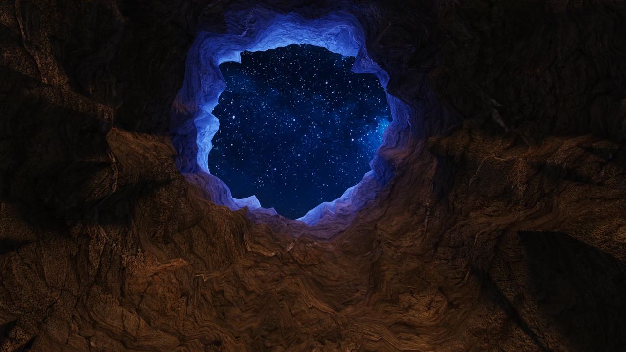 洞穴星星天空隧道窗口退出救世精神转义岩柏拉图出路梦冥想