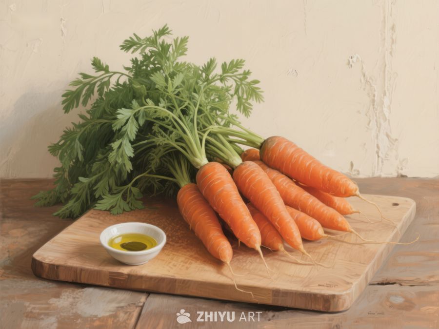 新鲜胡萝卜与橄榄油 494