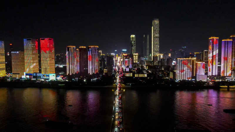 湖南长沙城市风光航拍摄影图 
