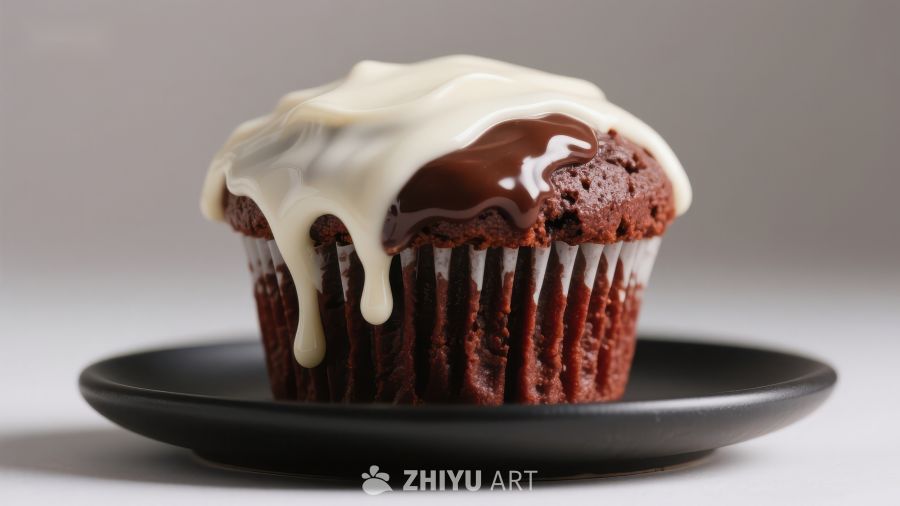 巧克力纸杯蛋糕配双色糖霜