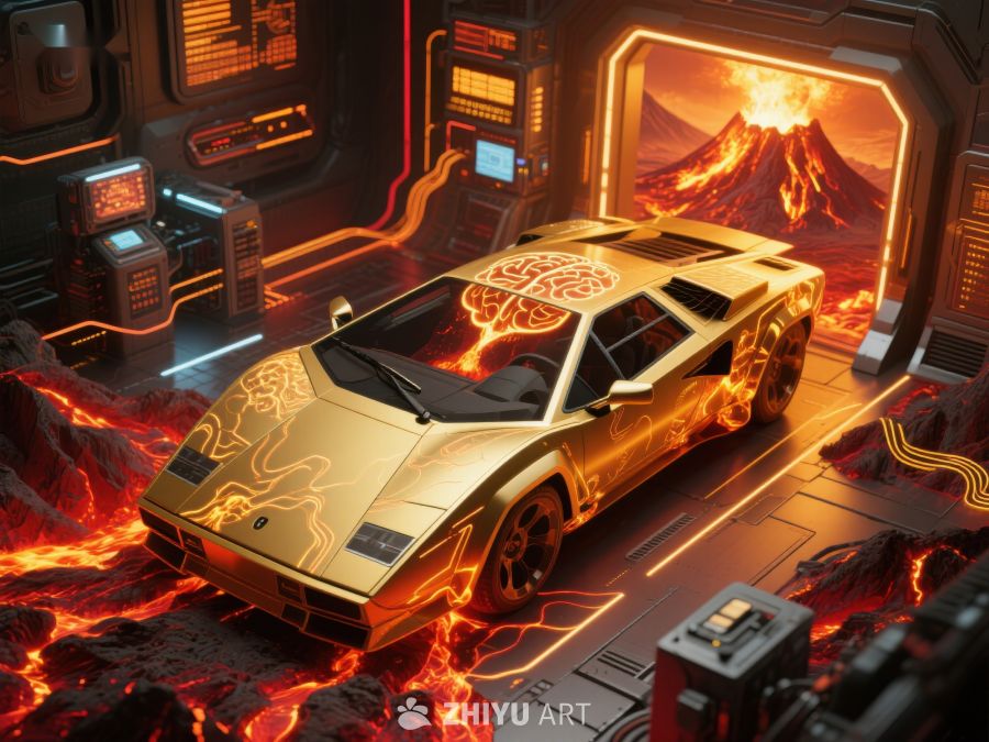 未来科技跑车在熔岩环境中的展示 365