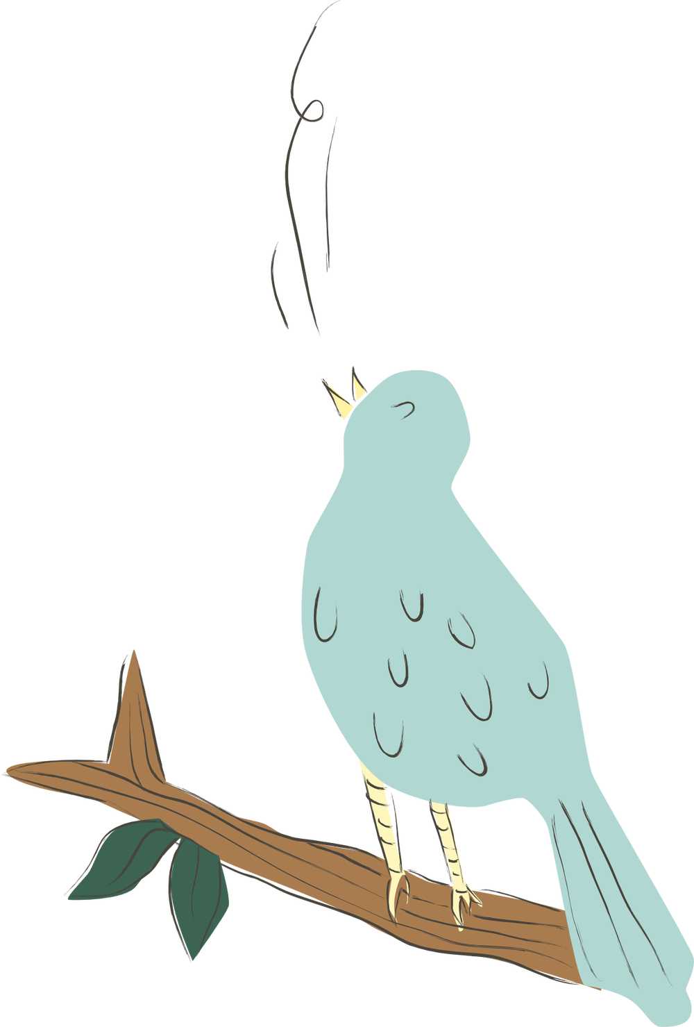 鸟蓝色歌唱自然动物可爱卡通歌蓝鸟树