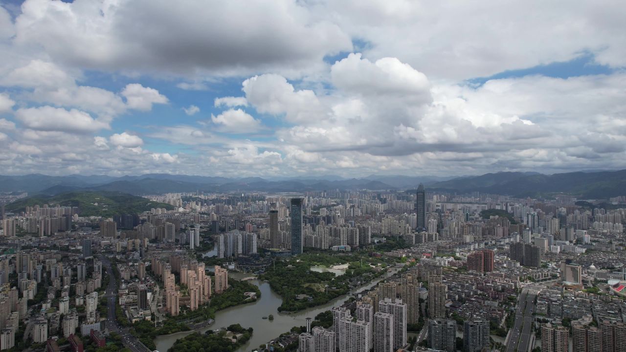 浙江温州城市风光航拍 