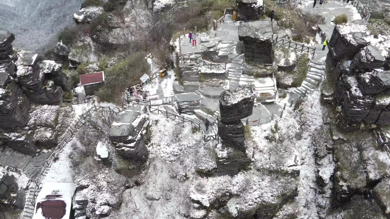 贵州梵净山雪景航拍