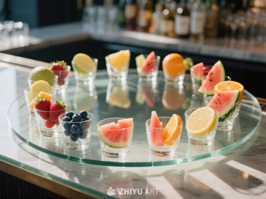 玻璃盘上的新鲜水果杯 41