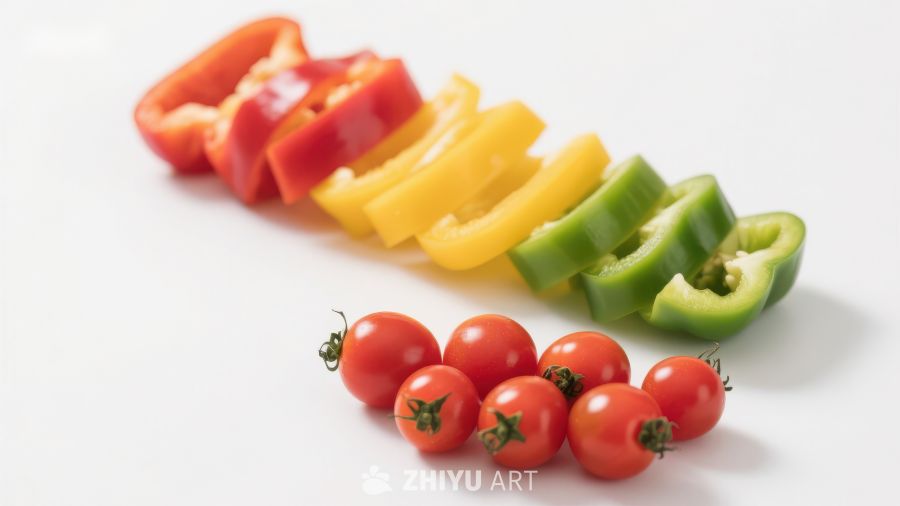 彩椒切片与樱桃番茄