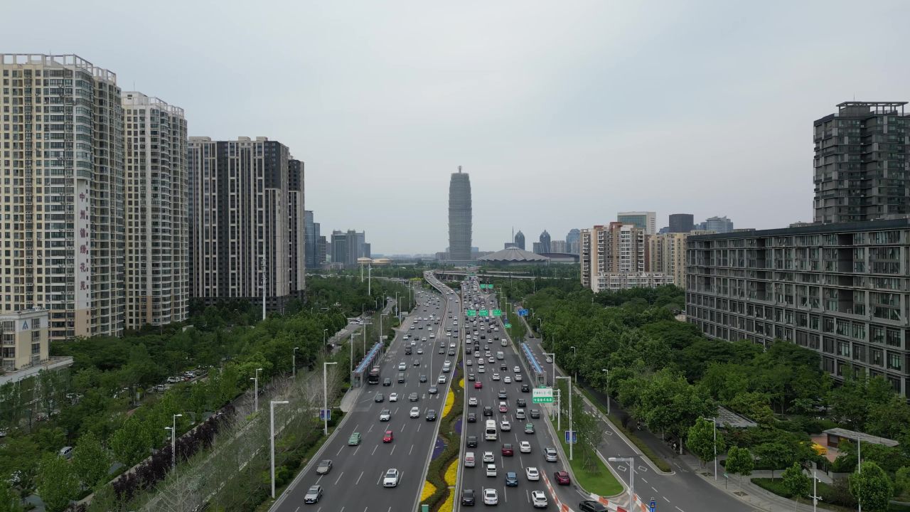 河南郑州城市交通航拍